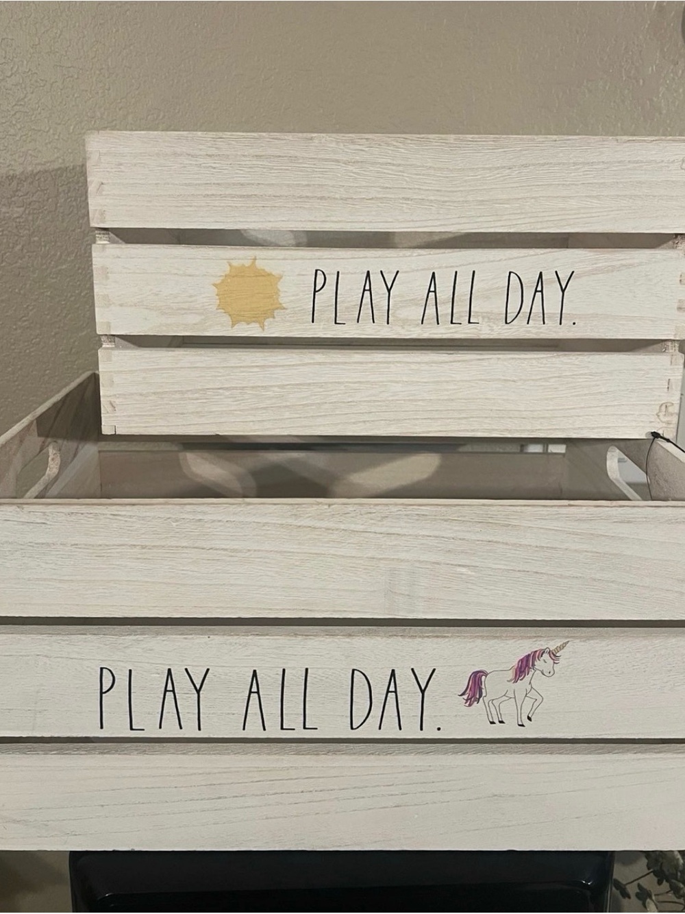 Rae Dunn “ Play All Day” Wood Crate Set